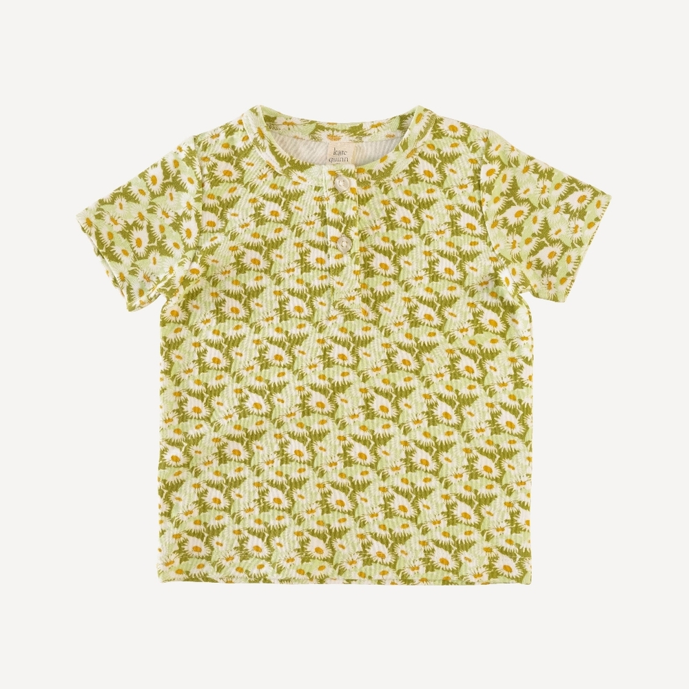 NWT 4T Kate Quinn Short Sleeve Basic Henley Tee T-shirt Daisy Garden Cot…